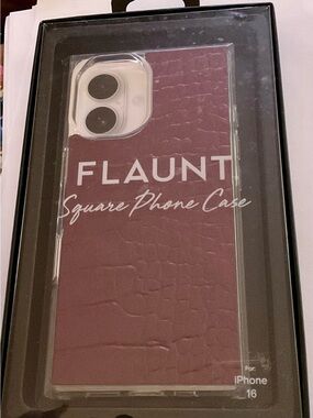 Flaunt New Square Phone Case for iPhone 16 - Burgundy Croc